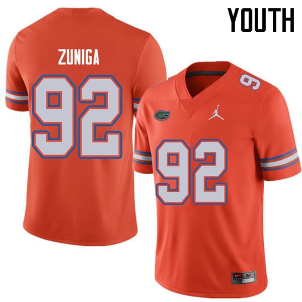 Youth NCAA Florida Gators Jabari Zuniga #92 Stitched Authentic Jordan Brand Orange College Football Jersey OEN6465JA